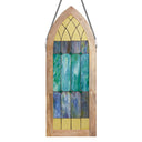36" H Aqua Victorian Cathedral-Inspired Stained Glass Window Panel