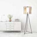 60" H Theo Gold Punched Metal Tripod Floor Lamp