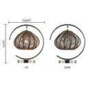 13.75"H Brushed Nickel Iron Table Lamp with Rattan Shade