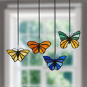3.2" H Butterfly Kaleidoscope Stained Glass Window Panel Set