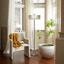 62" H Veronica Aged Silver-Finish Metal Floor Lamp