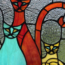 River of Goods 14-Inch Coy Cats Trio Stained Glass Window Panel