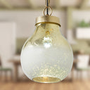 9 in. Gold 1-Light Pendant with Gold and Cream Ombre Mercury Glass Shade