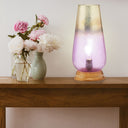 14.5" H 1-Light Durand Glass and Wood Accent Lamp