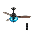 42" W Valencia LED Indoor Blue Hand-Cut Glass Bowl Shade Ceiling Fan with Remote Control
