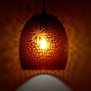 8" W Charity Retro Red Hand-Blown Glass Dome Shade Pendant Light with Hand Cut Star Design