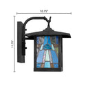 River of Goods Aqua and Amber Stained Glass and Black 1-Light Outdoor Lantern Wall Sconce
