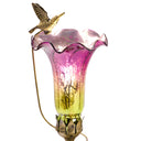 10.25"H Hand Blown Mercury Glass Hummingbird Lily Lamp
