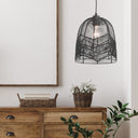 10" 1-Light Zola Pendant Light Rattan Black