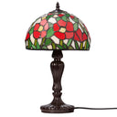 17" H Genevieve Red Flowers Stained Glass Candlestick Table Lamp