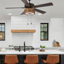 52" 5-Blade LED Mid-Century Wood Lighted Ceiling Fan with Remote Control