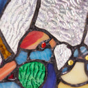 16"H Birds in the Night Sky Round Stained Glass Window Panel