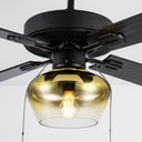 52"W Iza Black 4-Blade LED Ceiling Fan