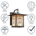 River of Goods Terracotta Stained Glass and Oil Rubbed Bronze 1-Light Outdoor Lantern Wall Sconce