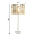 Sasha River of Goods White Metal and Tan Wood 25-Inch Table Lamp