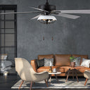 52" 5-Blade LED Metal Lantern Lighted Ceiling Fan