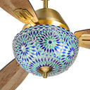 42" W Pierre LED Indoor Blue and Teal Mosaic Glass Ceiling Fan with Remote Control