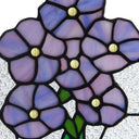 10"H Forget Me Not Flowers Stained Glass Window Panel