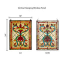 24"H Tiffany Style Stained Glass Fiery Hearts and Flowers Window Panel