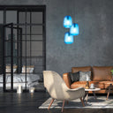 7" W Payton Retro Blue Hand Blown Glass Globe Shade Pendant Light with Hand Cut Honeycomb Design