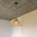 13.25"W Judith Metal Pendant Light with Tan Rattan Shade