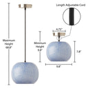 9.8" W Betty Glam Handblown Blue & White Globe Shade Pendant