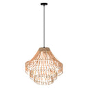 Tululla 26"W Ivory and Black Metal Dome Pendant Light with Mango Wood Beads