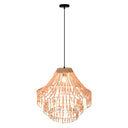 Tululla 26"W Ivory and Black Metal Dome Pendant Light with Mango Wood Beads
