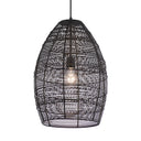 Alessia River of Goods Black Metal Cone-Shaped Woven Pendant Lamp