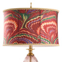 31.5" H Dash Red Printed Drum Shade Geometric Pink Glass Table Lamp