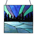 12.5"H Elena Northern Lights Lake Stained Glass Window Panel