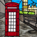 14.5" H London Stained Glass Window Panel