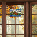 12" H Moose in Mountainscape Stained Glass Window Panel