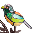 15" H Tiffany-Style Stained Glass Bird Novelty Table Lamp.. Close up