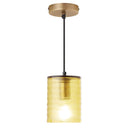 5" W Elowen Mid-Century Modern Amber Cylinder Hand Blown Glass Shade Pendant Light