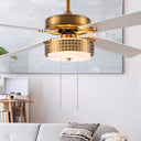 52"W Isabella Brass 4-Blade LED Ceiling Fan