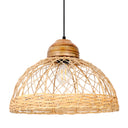 16.25" W 1-Light Josie Wood and Jute Dome Pendant
