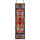 36"H Victorian Stained Glass Fleur De Lis Window Panel
