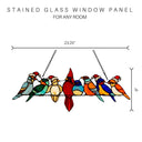 23.25"W Santa Birds on Wire Stained Glass Window Panel