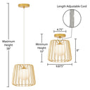 9.875"W Lucai Caged Globe Shade Pendant Light