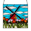 14.5" H Windmill Stained Glass Window Panel