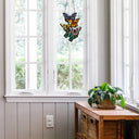 13.25" H Butterfly Cluster Stained Glass Window Panel