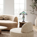 24.5" H Halston Double Lit Teal Bowl Shade Stained Glass Table Lamp