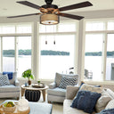 52"W Bronzed Wave 5-Blade LED Ceiling Fan