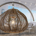 13.75"H Brushed Nickel Iron Table Lamp with Rattan Shade