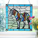 River of Goods 12-Inch Rainbow Zebra Stained Glass Window Panel