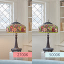 35.5'' H Rose Bush Tiffany-Style Stained Glass Table Lamp
