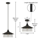 Leslie 11.8" Black Satin Painted Cone-Shaped Pendant Lamp