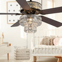 52"W LED Silver Punched Metal and Clear Crystal Ceiling Fan