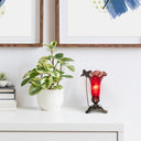 9" H Hand Blown Mercury Glass Butterfly Lily Lamp - Red